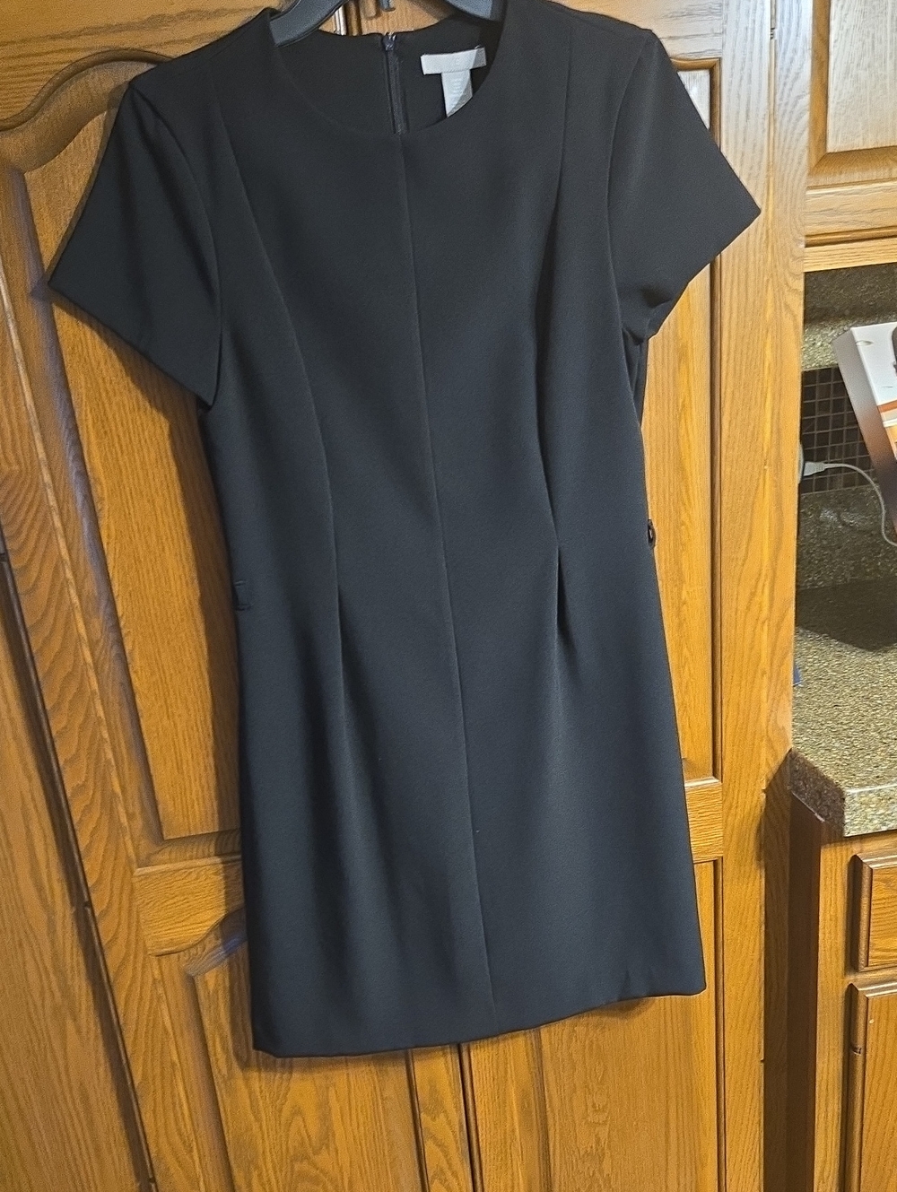 H&M Black Short-Sleeve Tailored Sheath Dress